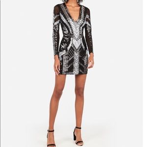 Sequin dress with sheer cutouts
